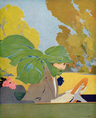 Marthe Chenal am Steuer ihres Autos, Illustration aus Femina Magazin, August 1919 von Rene Lelong
